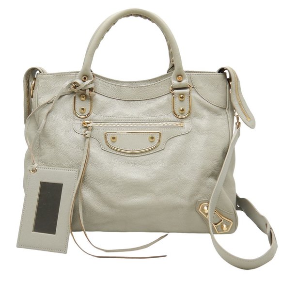 Balenciaga Classic Metallic Edge Velo 2way Bag Leather Gray - Picture 1 of 8